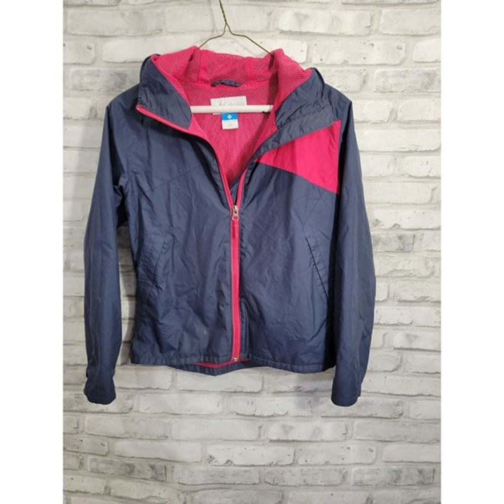 Columbia Girls Medium 10/12 Omni Tech Lightweight Rain Jacket Mesh Lined‎ 2 Tone
